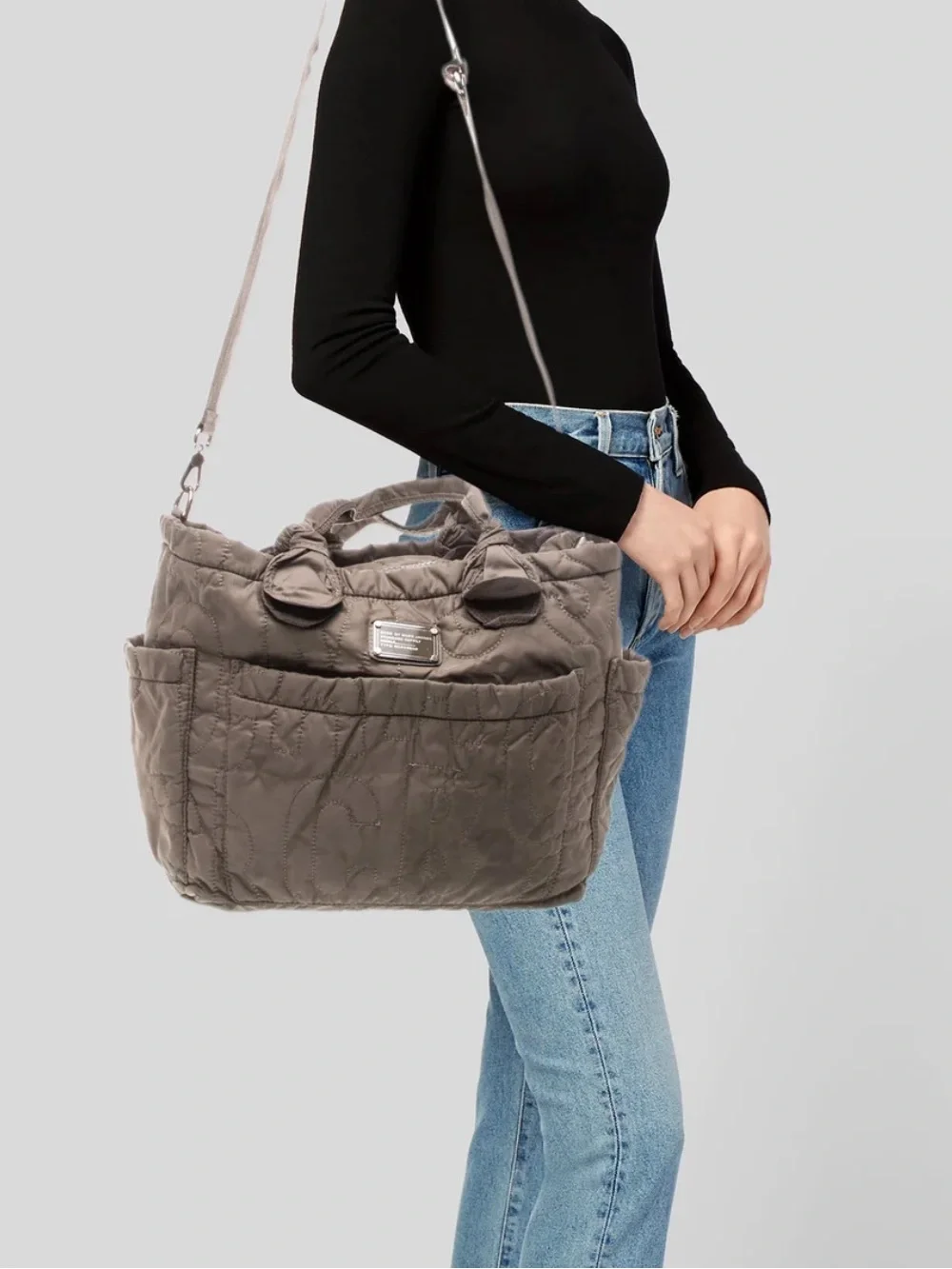 Marc Jacob’s Quilted Nylon Diaper Bag Tote Bag in Taupe color